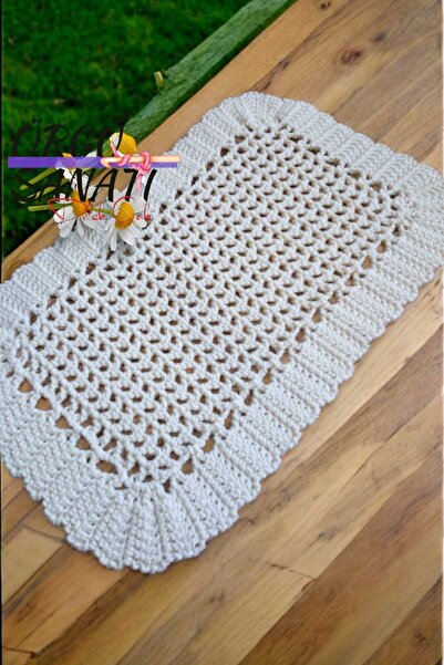 Örgü Sanatı El Örgüsü Polyester Soft Makrome Dikdörtgen 6 Kişilik Supla Takımı