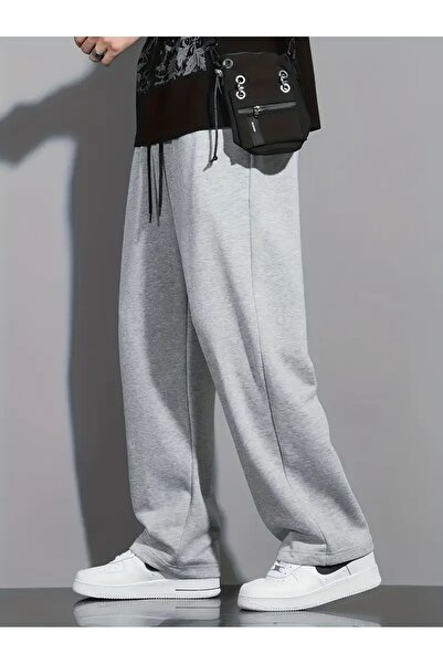 yx yustex sport Pantaloni de trening pentru bărbați, gri, din țesătură spălat...