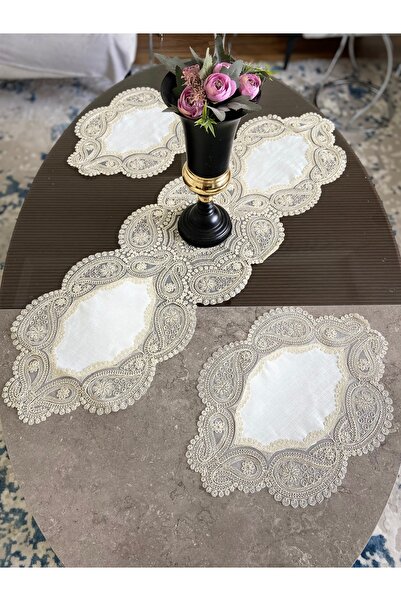 eyup ceyiz Şık 3'lü Salon Takımı | Masa Örtüsü ve Sehpa Seti