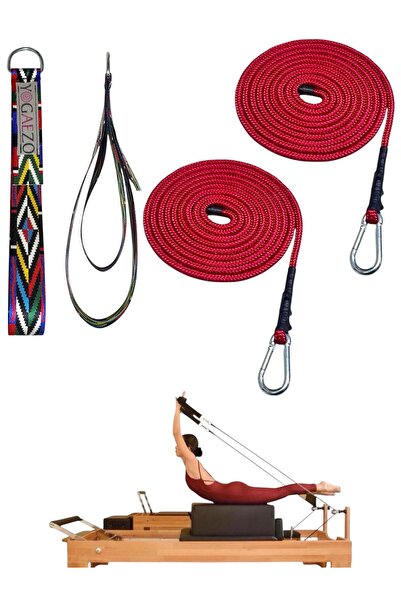 YOGAEZO 1 Çift Pilates Reformer Halatı + Pilates Reformer Elcik Straps İkili ...
