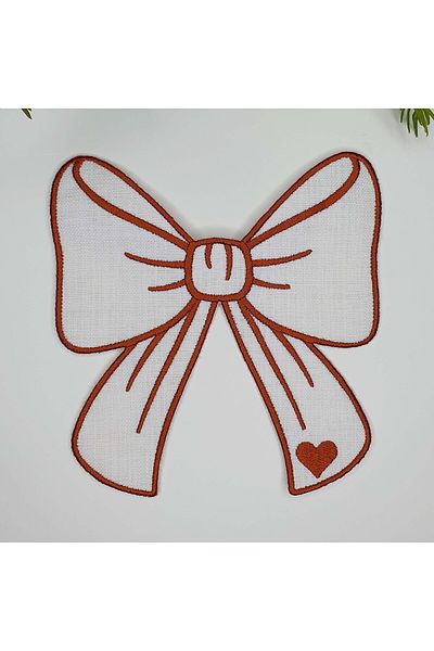 decofav Κέντημα με μοτίβο καρδιάς σε σχήμα κορδέλας κανέλας Κέντημα κοκτέιλ σερβιέτα 1 τεμάχιο