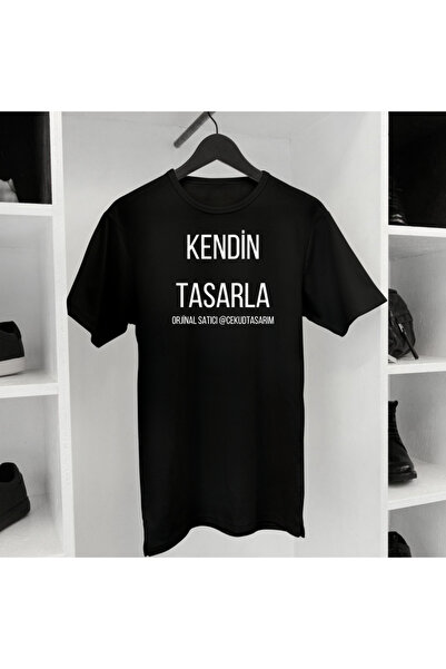 cekud tasarım baskı Creați-vă propriul stil: tricou negru supradimensionat (D...