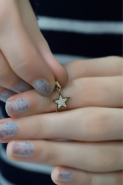 aytekgold Taşlı Yıldız Kolye Ucu 14 Ayar