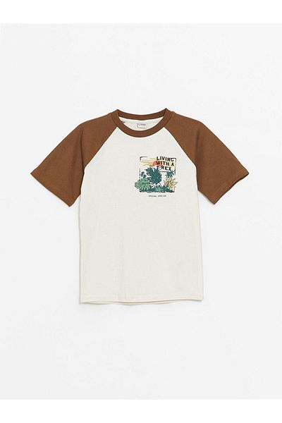 LC Waikiki Tricou pentru băiat, bej, supradimensionat, cu gât crew