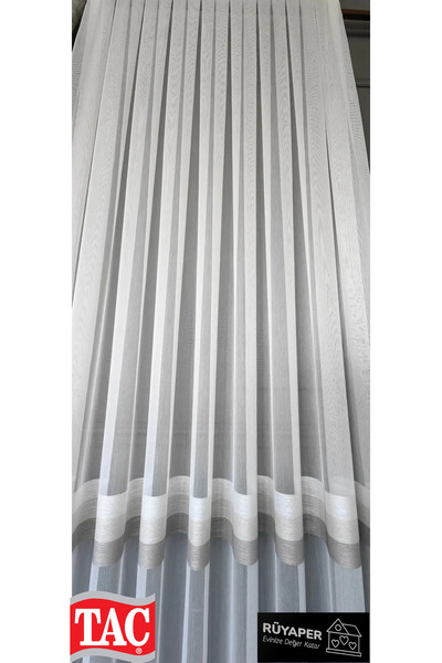 Taç Trendy Product Cream Beige Mink Stripe Detail Does Not Want Ironing Frequently Pleated Heavy Gramaged Luxury Tulle Curtain