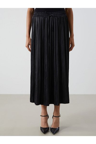 LC Waikiki Satin Women's Pleated Skirt with Elastic Waist