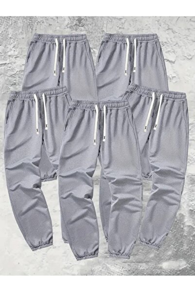 CAONNES Pantaloni de trening gri oversize cu talie înaltă, pachet de 5 - Îmbr...