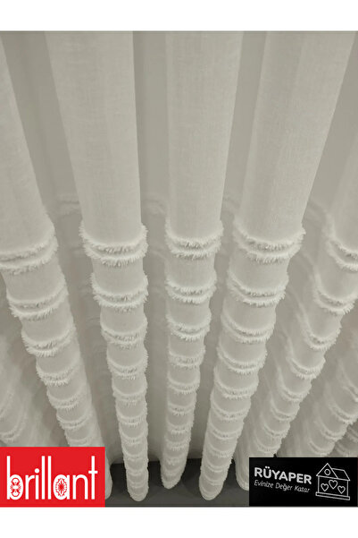 Brillant الموسم الجديد لا يريد الكي على أرضية الكتان بشراشيب شريطية، ستارة فاخرة من التول مع طيات ضيقة وثقيلة