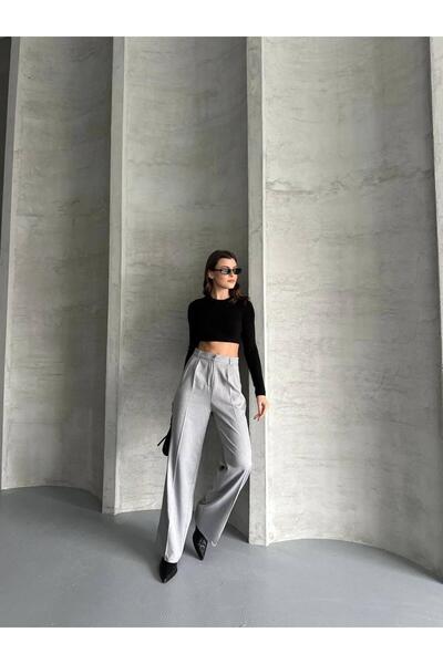 MEECY Dámské kalhoty Palazzo z viskózové tkaniny se zády