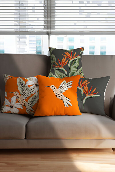 Artvibe مجموعة هدايا مخملية مكونة من 4 قطع من أغطية وسائد الكركديه والطيور با...