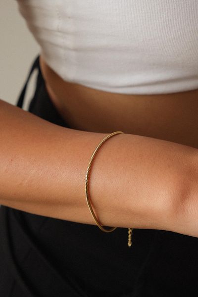 ByFlorya Jewelry Steel Thin Round Italian Chain Bracelet Non-Tarnish Suitable for Daily Use 17+6cm 1mm