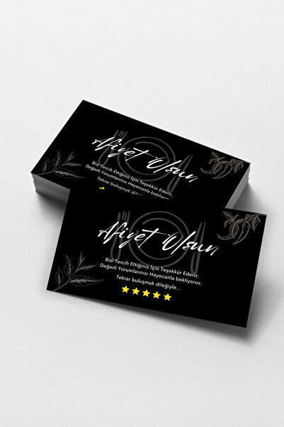 Metranya 100 Adet Afiyet Olsun Teşekkür Kartı Sipariş Kartı Tebrik Kartı Pake...