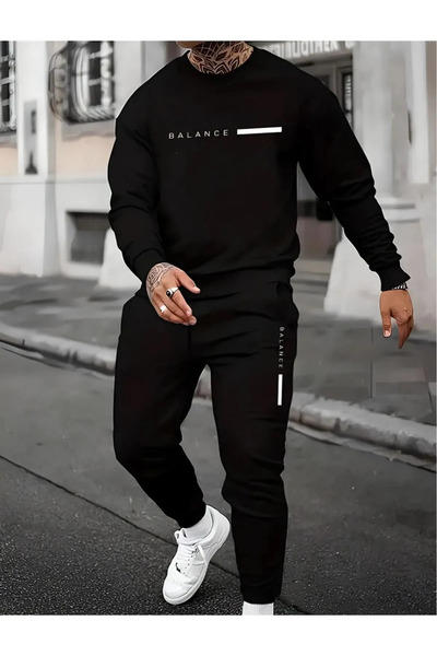 Pink Sky Balance Printed Hooded Sweatshirt Tracksuit Bottom Top Set