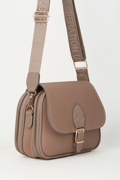 Vivaq Geantă de mână și geantă de umăr pentru femei Clover Dark Mink cu 4 buzunare, cu clapă, curea coloană, fermoar și închidere rapidă