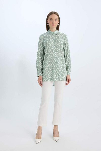 DeFacto New Season Regular Fit Patterned Long Sleeve Hijab Shirt Tunic