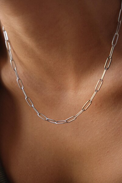 ByFlorya Jewelry Çelik Ataç Oval Zincir Kolye Kararmaz 4mm Kişiselleştirilebi...