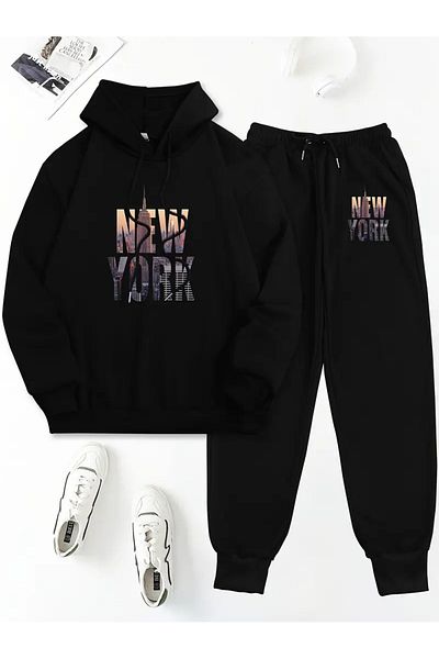 Elfa Tekstil Σετ μπλούζα με κουκούλα NEW YORK με στάμπα
