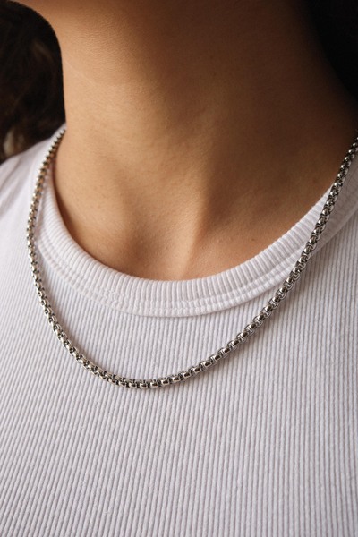 ByFlorya Jewelry سلسلة قلادة من الفولاذ على شكل كرة مستديرة، سلسلة فورس 5 مم ...