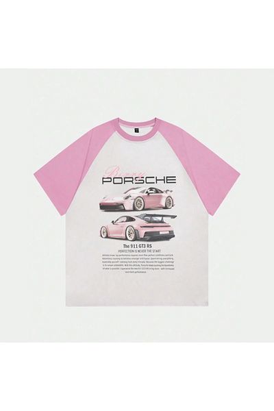 Gofeel Λευκό Unisex Pink Raglan 911 GT3 T-Shirt
