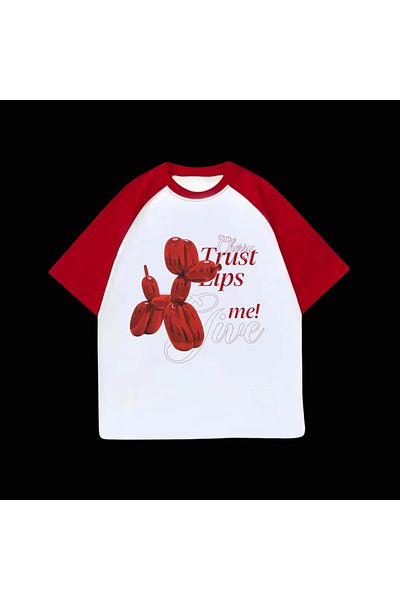 Gofeel Λευκό Unisex Red Raglan Cherry Trust T-Shirt