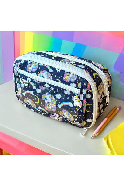 BABUN Bergama Unicorn Pattern Large Wide Transparent Girls Boys Children Teenager Pencil Case Pen Holder Makeup Purse
