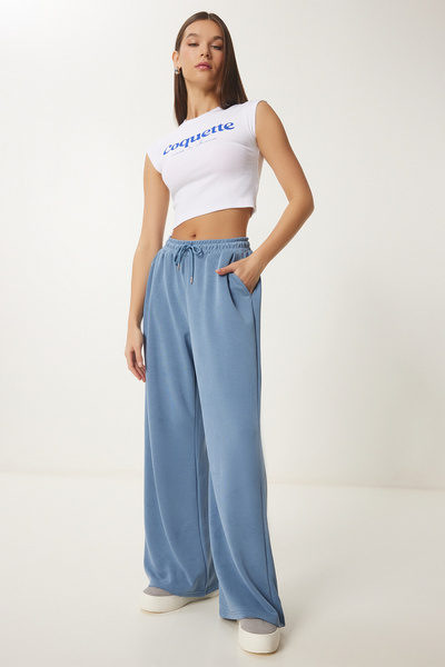 Lovelyİstanbul Indigo Modal széles szárú melegítőnadrág - LUB0070