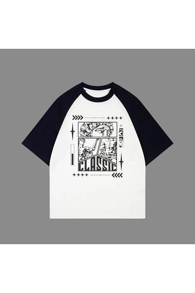 Gofeel Λευκό Unisex Μαύρο Raglan Classic T-Shirt