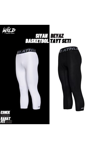 Wild Athletic Sports Basketball Pro 3/4 Sport Leggings - Black White Pack
