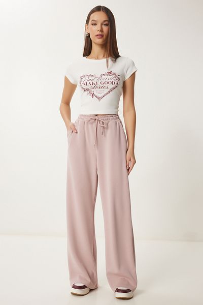 Lovelyİstanbul Pudra Lub0070 - Wide Leg Modal Sweatpants