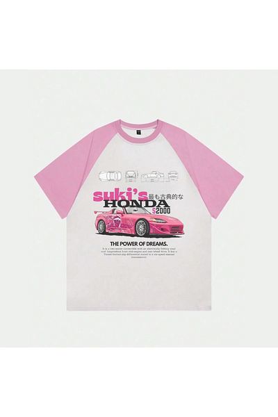 Gofeel Λευκό Unisex Pink Raglan Suki S2000 T-Shirt