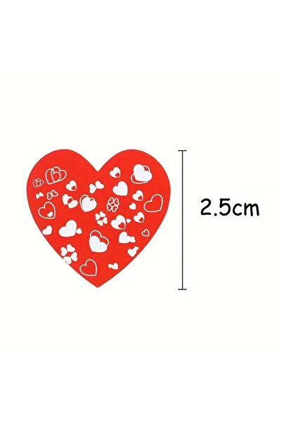 hdcw 500 ADET 2.5cm RULO YAPIŞKANLI DESENLİ KALP STICKER ETİKET HEDİYE PAKETLEME