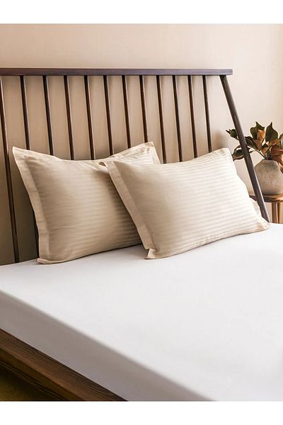 LC Waikiki LCW HOME Μπεζ ρίγες μοτίβο 100% CottonIu Μαξιλαροθήκη 2 Πακέτο 50 x 70