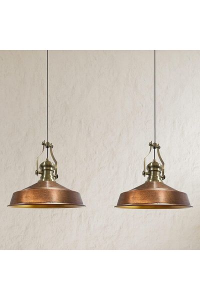Bamyum Neo-Asletl Industrial Vintage Hängelampe 40 cm, Kupferfarbe Metall Pendelleuchte 2 Flammige
