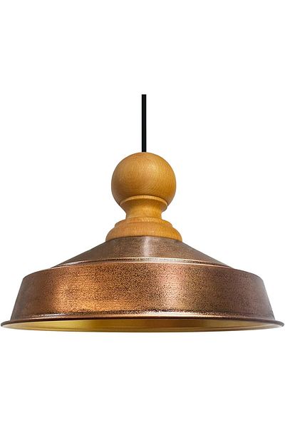 Bamyum Asletl-Holz Industrial Vintage Hängelampe  40 cm, Kupferfarbe Metall Pendelleuchte