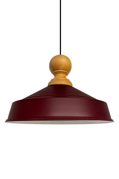 Bamyum Asletl-Holz Industrial Vintage Hängelampe  40 cm, Burgundisch Metall P...