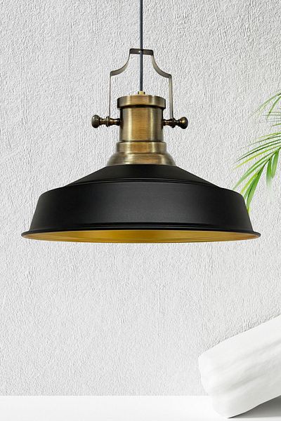 Bamyum Asletl Industrial Vintage Hängelampe  40 cm, Schwarz Metall Pendelleuchte