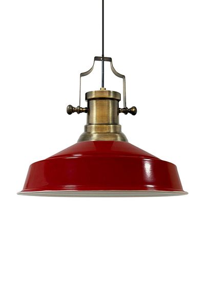Bamyum Asletl Industrial Vintage Hängelampe 40 cm, Rot Metall Pendelleuchte