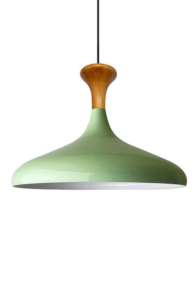 Bamyum Champion-Holz Industrial Vintage Hängelampe  35 cm, Minz Grün Metall Pendelleuchte