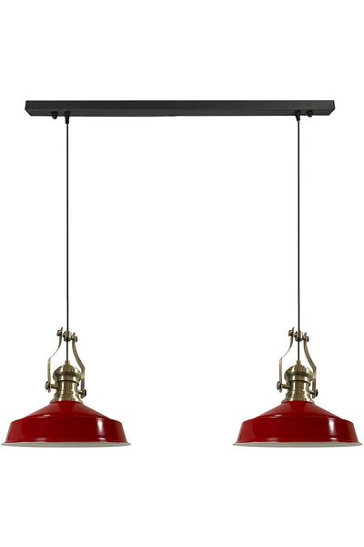 Bamyum Neo-Asletl Industrial Vintage Hängelampe  40 cm, Rot Metall Pendelleuchte 2 Flammige