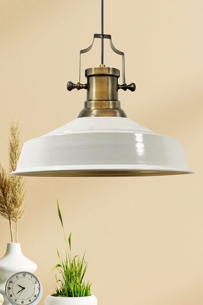 Bamyum Asletl Industrial Vintage Hängelampe  40 cm, Weiß Metall Pendelleuchte