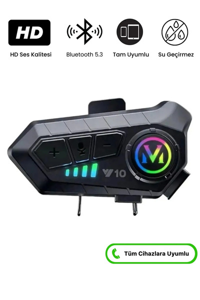 teknotrust Yeni Nesil Motosiklet Kask Interkom Mikrofonlu Gürültü Engelleyici IşıklıRGB 5.3 Bluetooth Kulaklık