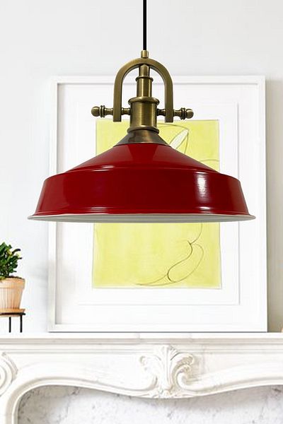 Bamyum Asletl-Marine Industrial Vintage Hängelampe 40 cm, Rot Metall Pendelleuchte