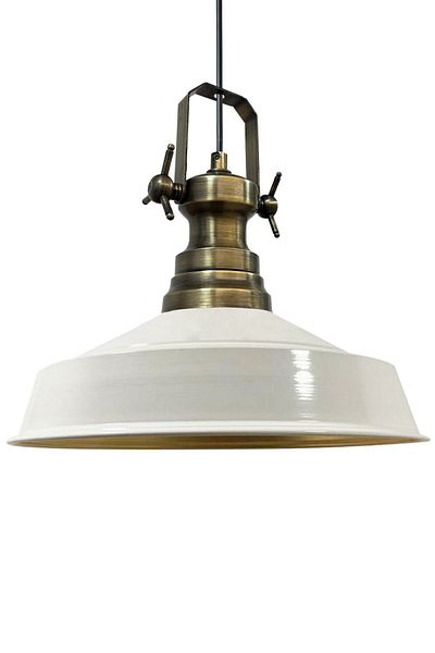 Bamyum Neo-Asletl Industrial Vintage Hängelampe 40 cm, Weiß Metall Pendelleuchte