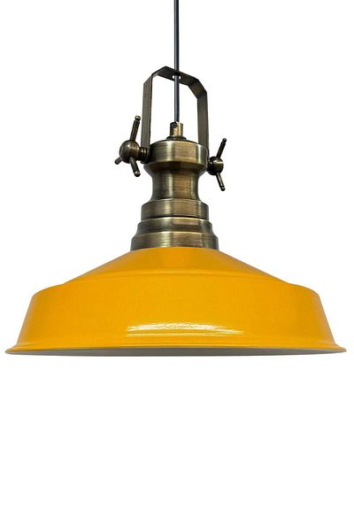 Bamyum Neo-Asletl Industrial Vintage Hängelampe 40 cm, Gelb Metall Pendelleuchte
