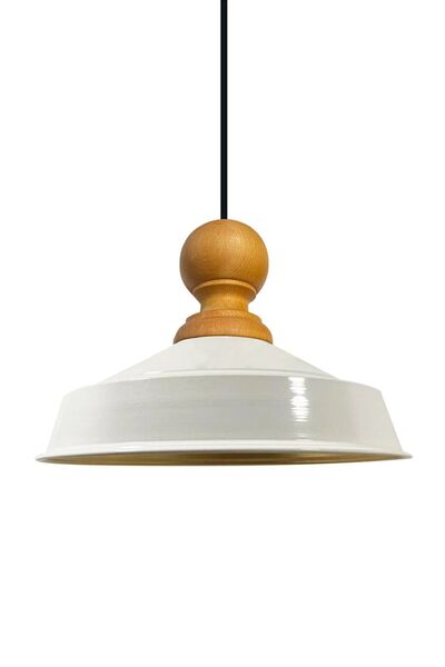 Bamyum Asletl-Holz Industrial Vintage Hängelampe  40 cm, Weiß Metall Pendelleuchte