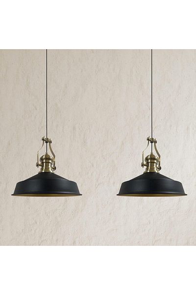 Bamyum Neo-Asletl Industrial Vintage Hängelampe  40 cm, Schwarz Metall Pendelleuchte 2 Flammige