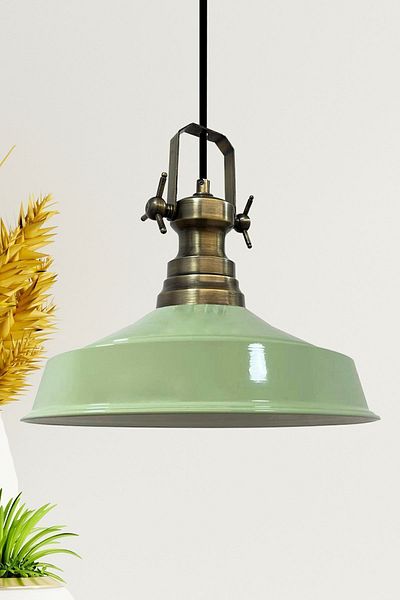 Bamyum Neo-Asletl Industrial Vintage Hängelampe 40 cm, Minz Grün Metall Pendelleuchte
