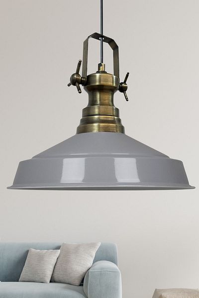 Bamyum Neo-Asletl Industrial Vintage Hängelampe 40 cm, Grau Metall Pendelleuchte
