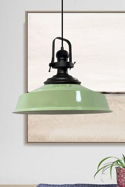 Bamyum Asletl Industrial Vintage Hängelampe  40 cm, Minz Grün Metall Pendelleuchte