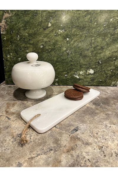 Polen Stone صينية عرض مع وعاء سكر عصري وأنيق مصنوع من مادة الحجر الطبيعي